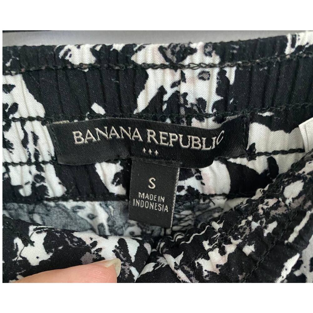 Banana Republic Black & White Marble Pattern Joggers Pockets Small - Picture 3 of 10